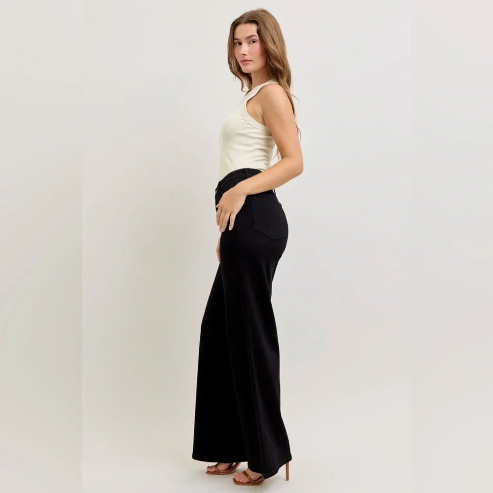 Judy Blue Black High-Waisted Wide Leg Jeans - Picture 8 of 10